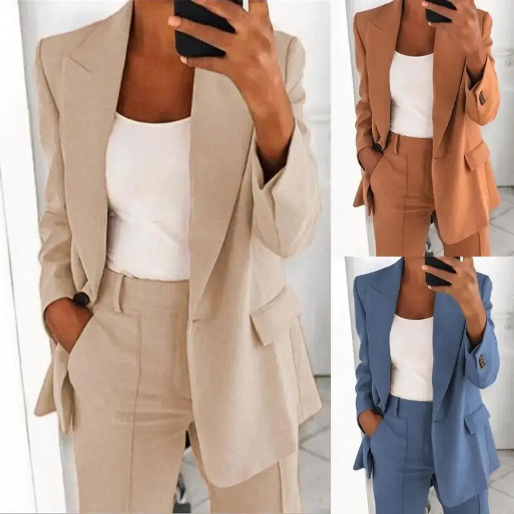 Solid Color Blazer Long Sleeve