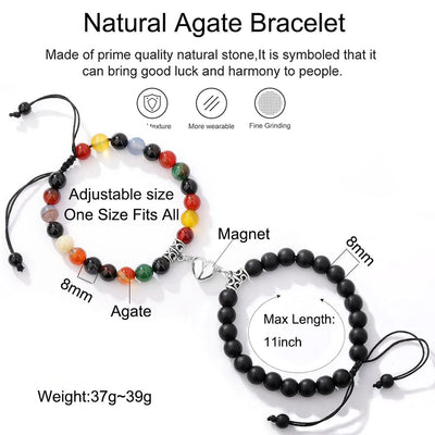 Natural Stone Beads Couple Magnetic Bracelets